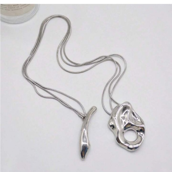 Silver Geometric Handmade Creative Design Necklace Party Event - Picture 13 of 13